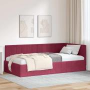 vidaXL Hörn Sängram med huvudgavel Vinröd 100 cm x 200 cm Sammet