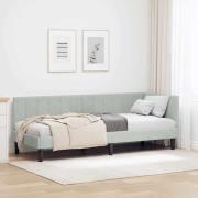 vidaXL Hörn Sängram med huvudgavel Ljusgrå 80 cm x 200 cm Sammet