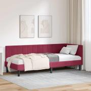 vidaXL Hörn Sängram med huvudgavel Vinröd 80 cm x 200 cm Sammet