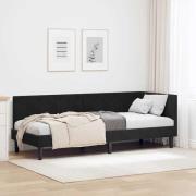 vidaXL Hörn Sängram med huvudgavel Svart 80 cm x 200 cm Sammet