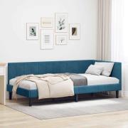 vidaXL Hörn Sängram med huvudgavel Blå 100 cm x 200 cm Sammet