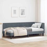 vidaXL Hörn Sängram med huvudgavel Mörkgrå 100 cm x 200 cm Sammet