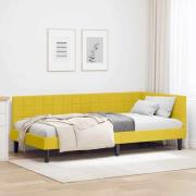 vidaXL Hörn Sängram med huvudgavel Gul 90 cm x 190 cm Sammet
