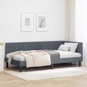 vidaXL Hörn Sängram med huvudgavel Mörkgrå 90 cm x 200 cm Sammet