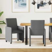 vidaXL Matstolar med hjul 2 pcs Mörkgrå 57 x 66 x 94 cm tyg