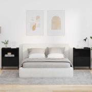 vidaXL Sängbord med låda 2 pcs Svart 49 x 36 x 61 cm Konstruerat trä