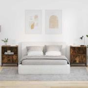 vidaXL Sängbord 2 pcs Rökfärgad ek 49 x 36 x 61 cm Konstruerat trä