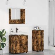 vidaXL Badrumsmöbelset med låda 3 pcs Rökfärgad ek 61 x 35 x 64 cm