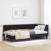 vidaXL Hörn Sängram med huvudgavel Svart 90 cm x 190 cm Sammet