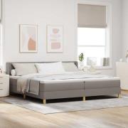 vidaXL Bäddfjäder med madrass med huvudgavel Taupe 200 x 200 cm tyg