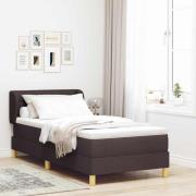 vidaXL Bäddfjäder med madrass med huvudgavel Mörkbrun 90 x 190 cm tyg