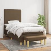 vidaXL Ramsäng med madrass mörkbrun 90x190 cm tyg