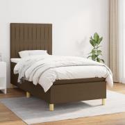 vidaXL Ramsäng med madrass mörkbrun 90x190 cm tyg