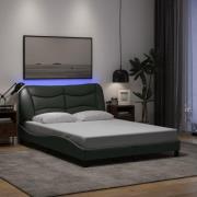 vidaXL Bed Frame with LED without Mattress "Hvar" Dark Grey 140x190 cm...