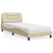 vidaXL Bed with Mattress "Hvar" Cream 90x200 cm Fabric