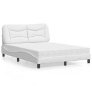 vidaXL Bed with Mattress "Hvar" White 140x200 cm Faux Leather
