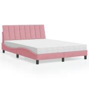 vidaXL Bed with Mattress "Hanko" Pink 120x200 cm Velvet