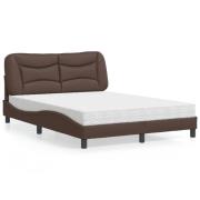 vidaXL Bed with Mattress "Hvar" Brown 140x190 cm Faux Leather