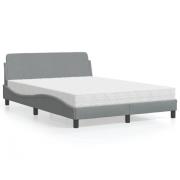 vidaXL Bed with Mattress "Dover" Light Grey 140x190 cm Fabric