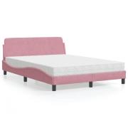 vidaXL Bed with Mattress "Dover" Pink 140x200 cm Velvet