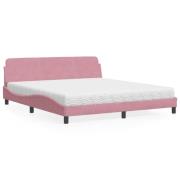 vidaXL Bed with Mattress "Dover" Pink 180x200 cm Velvet