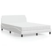 vidaXL Bed with Mattress "Dover" White 120x200 cm Faux Leather