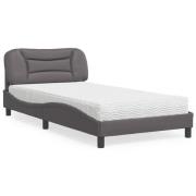 vidaXL Bed with Mattress "Hvar" Grey 100x200 cm Faux Leather