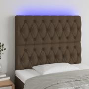 vidaXL Sänggavel LED mörkbrun 100x7x118/128 cm tyg
