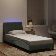 vidaXL Bed Frame with LED without Mattress "Hanko" Light Grey 90x190 c...