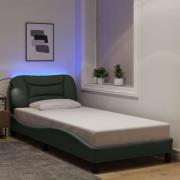 vidaXL Bed Frame with LED without Mattress "Hvar" Dark Grey 90x200 cm ...