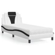 vidaXL Bed "Viana" with Mattress White and Black 90x200 cm Faux Leathe...