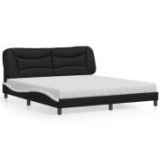 vidaXL Bed with Mattress "Hvar" Black and White 180x200 cm Faux Leathe...