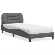 vidaXL Bed with Mattress "Hvar" Grey 90x200 cm Faux Leather