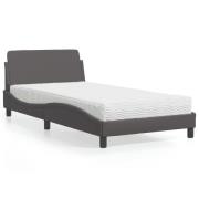 vidaXL Bed with Mattress "Dover" Grey 100x200 cm Faux Leather