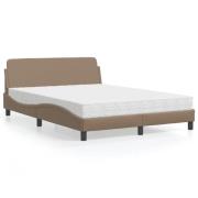 vidaXL Bed with Mattress "Dover" Cappuccino 120x200 cm Faux Leather