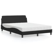 vidaXL Bed with Mattress "Dover" Black 140x190 cm Faux Leather
