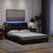 vidaXL Bed Frame with LED without Mattress "Hvar" Black 140x190 cm Fab...