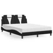 vidaXL Bed "Viana" with Mattress Black and White 120x200 cm Faux Leath...