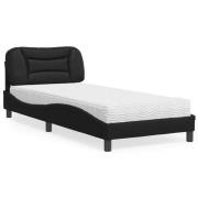 vidaXL Bed with Mattress "Hvar" Black 90x200 cm Faux Leather