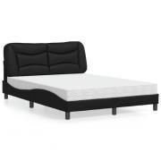 vidaXL Bed with Mattress "Hvar" Black 140x200 cm Faux Leather