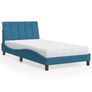 vidaXL Bed with Mattress "Hanko" Blue 100x200 cm Velvet