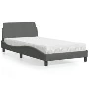 vidaXL Bed with Mattress "Dover" Dark Grey 100x200 cm Fabric