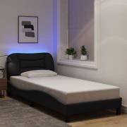 vidaXL Bed Frame with LED without Mattress "Hvar" Black 90x200 cm Fabr...
