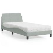 vidaXL Bed with Mattress "Dover" Light Grey 100x200 cm Velvet