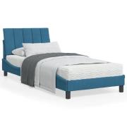 vidaXL Bed with Mattress "Hanko" Blue 90x200 cm Velvet