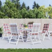 vidaXL Stolsdynor 6 st rödrutig 120x50x3 cm tyg