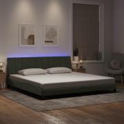 vidaXL Bed Frame with LED without Mattress "Hanko" Light Grey 200x200 ...