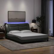 vidaXL Bed Frame with LED without Mattress "Hvar" Dark Grey 160x200 cm...