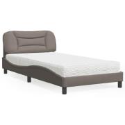 vidaXL Bed with Mattress "Hvar" Taupe 100x200 cm Fabric