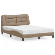 vidaXL Bed with Mattress "Hvar" Cappuccino 140x200 cm Faux Leather